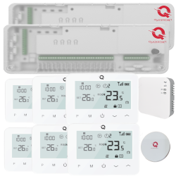 Automatizare Incalzire Pardoseala Q20, 2 Controller 8 zone, Full wireless, 6 Termostate Smart Wireless, e-Hub, Alb