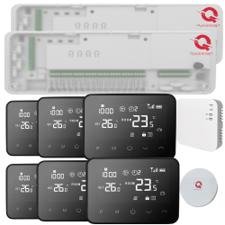 Kit automatizare pardoseala Q20, Sistem incalzire in pardoseala Smart, 8 zone, Full wireless, 4 Termostate Smart Wireless, e-Hub