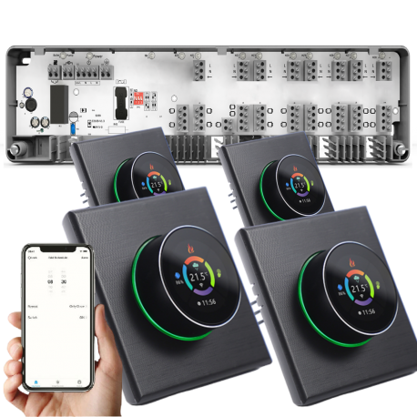 Automatizare Incalzire Pardoseala Smart Q10, Controller pardoseala 4 zone, Termostate Q7000, Control prin telefon