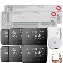 Automatizare Incalzire Pardoseala Q20, 2 Controller 8 zone, Full wireless, 6 Termostate Smart Wireless, e-Hub