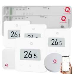 Automatizare Incalzire Pardoseala Q20, Controller 2X 8 zone, 4 Termostate Q30 Wireless, Ecran e-Ink, Panou tactil sticla, Smart