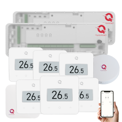 Automatizare Incalzire Pardoseala Q20, Controller 2X 8 zone, 6 Termostate Q30 Wireless, Ecran e-Ink, Panou tactil sticla, Smart